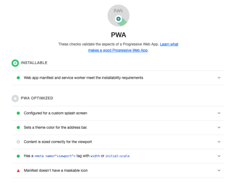 Ошибка PWA - в манифесте нет маскируемого значка